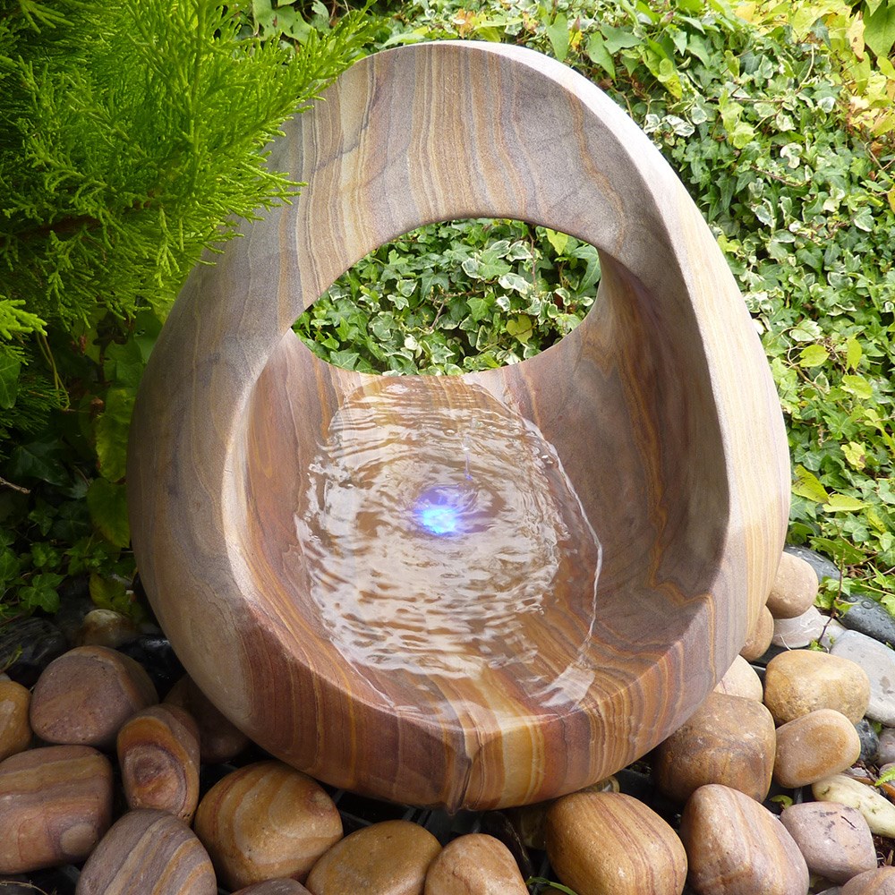 Rainbow Sandstone Babbling Basket Water Feature With LED Lights