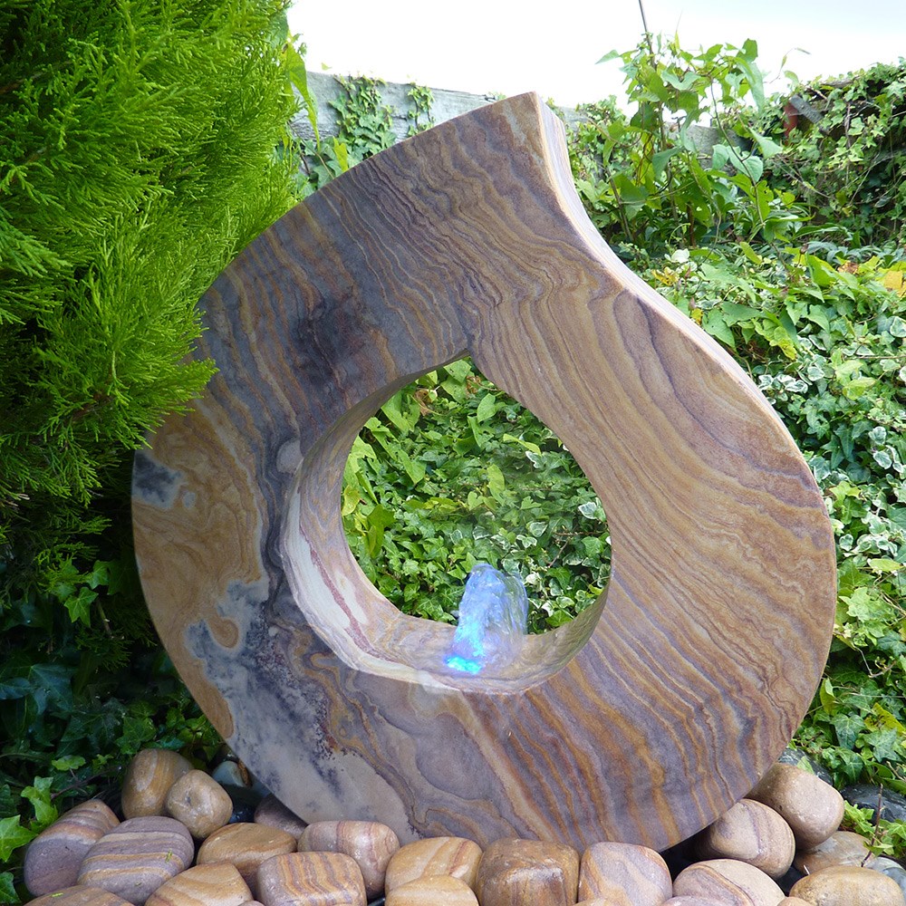 Rainbow Sandstone Babbling Flame Water Feature With Lights