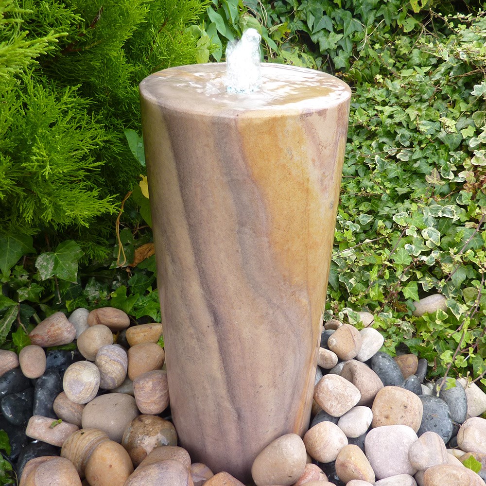 Rainbow Sandstone Column Water Feature With LED Lights