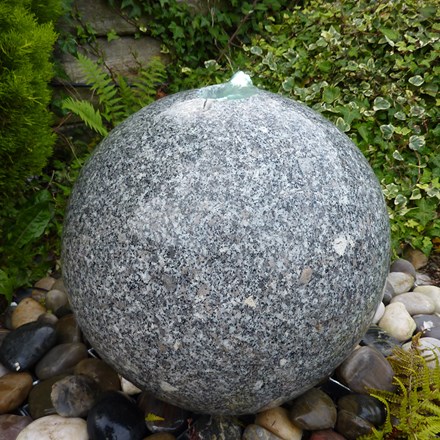 H35cm Polished Drilled Grey Granite Sphere Water Feature