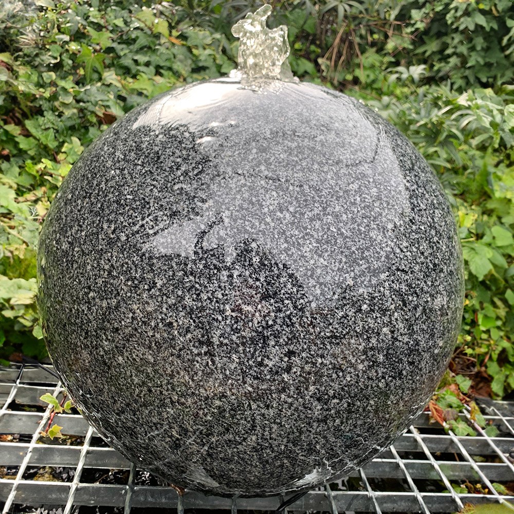 Polished Dark Grey Granite Drilled Sphere Water Feature