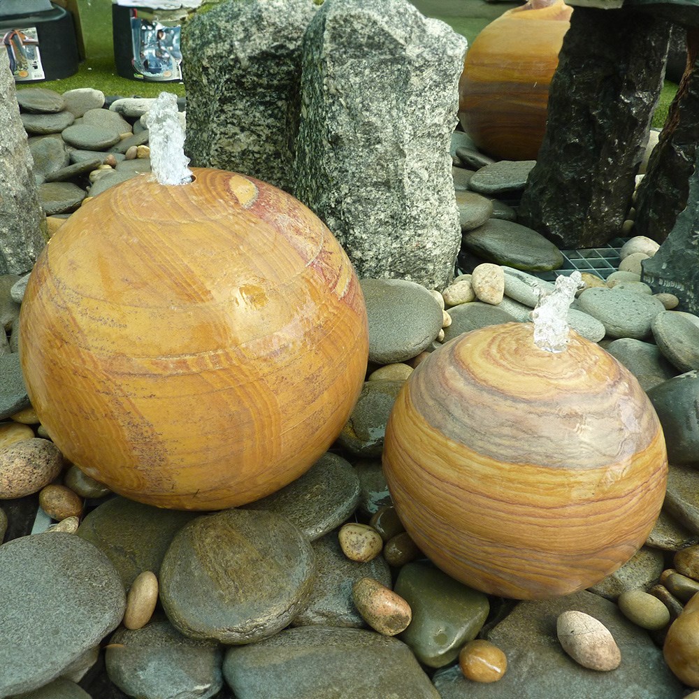 Flamed Grey Granite Drilled Sphere Water Feature