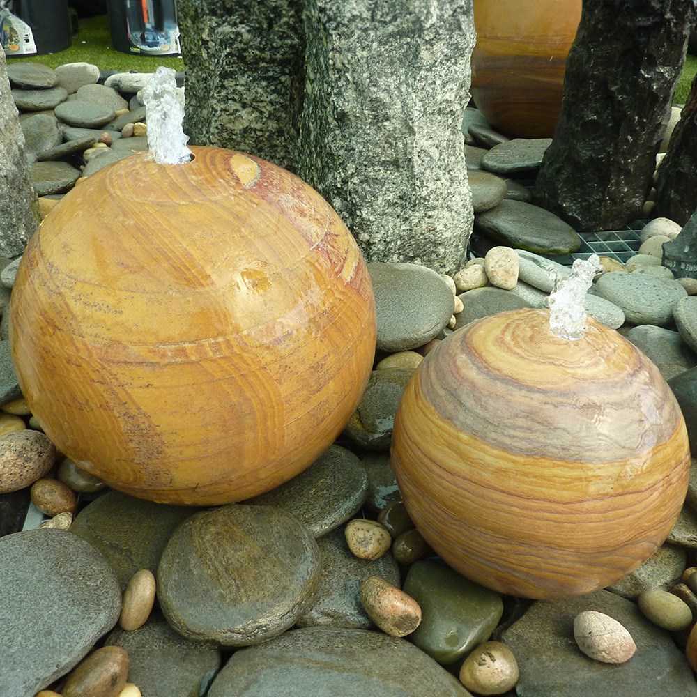 Rainbow Sandstone Sphere Water Feature