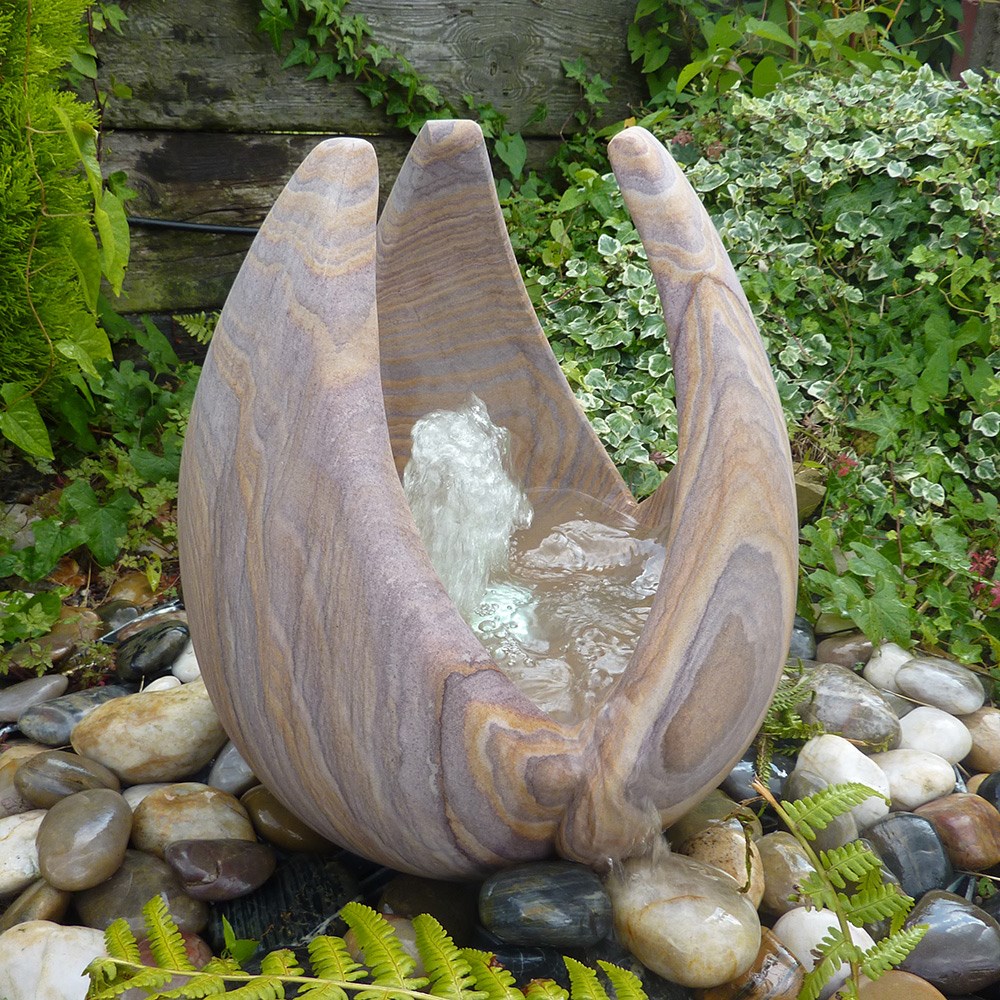 Rainbow Sandstone Babbling Lily Water Feature With LED Lights