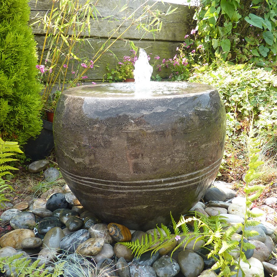 H32cm Limestone Black Vase Fountain Water Feature