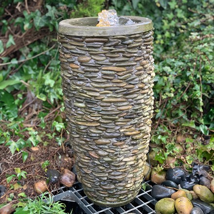 H76cm Natural Pebble Surface Vase Water Feature