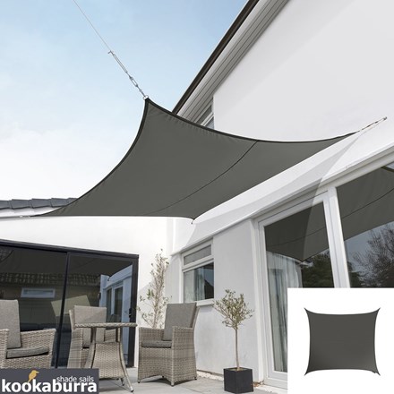 Standard Water Resistant 2m Square Charcoal Sail Shade - Exclusively | Kookaburra®