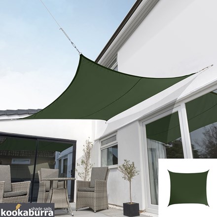Standard Water Resistant 2m Square Green Sail Shade - Exclusively by Kookaburra®