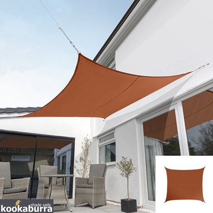 Standard Water Resistant 2m Square Terracotta Sail Shade - Exclusively | Kookaburra®