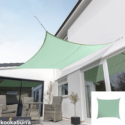 Premium Waterproof 3m Square Mint Sail Shade - Exclusively by Kookaburra®