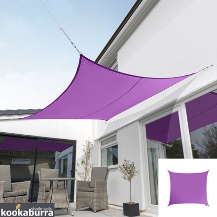 Premium Waterproof 3m Square Purple Sail Shade - Exclusively by Kookaburra®