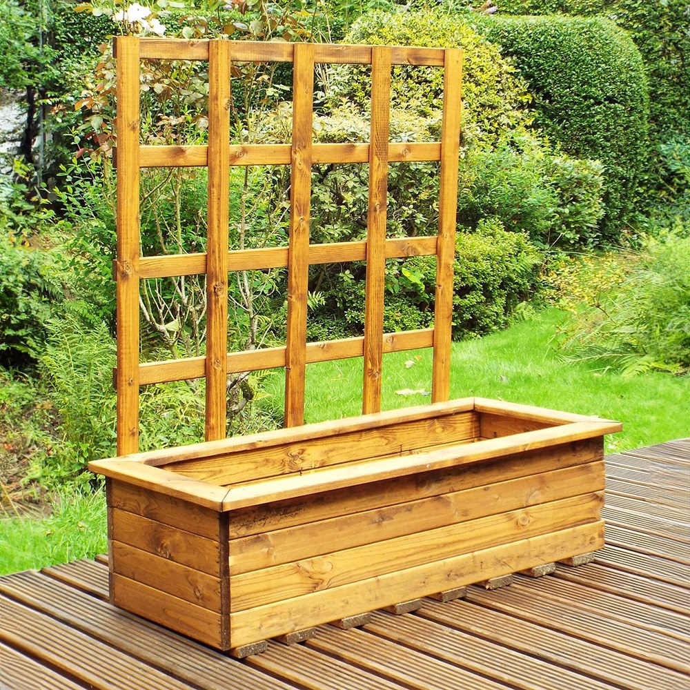 Kensington Redwood Extra Large Trellis Trough Planter