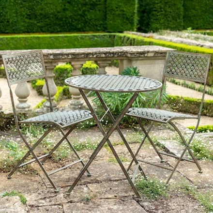 Marlborough 3 Piece Bistro Set In Antique Blue Rust