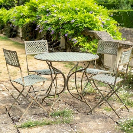 Marlborough 4 Seater Round Dining Set In Antique Blue Rust