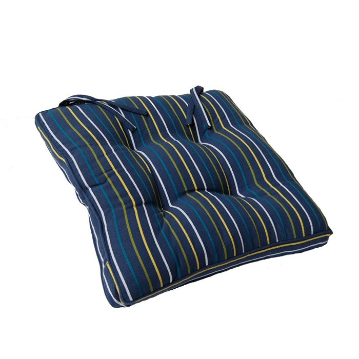 Set Of 2 45Cm Dark Blue Striped Seat Cushions
