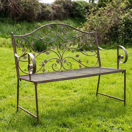 2 Seater Woodland Bench In Green Rust