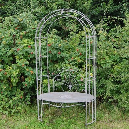 Scroll Arbour In Antique Grey With Seating