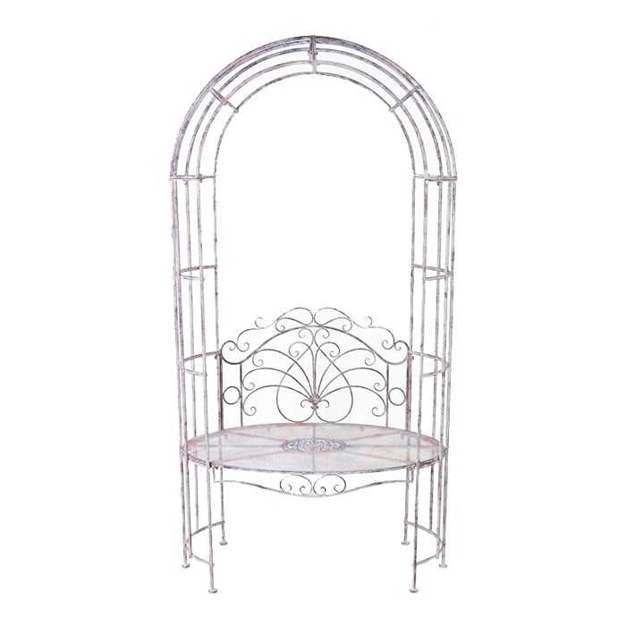 Scroll Arbour In Antique Grey With Seating