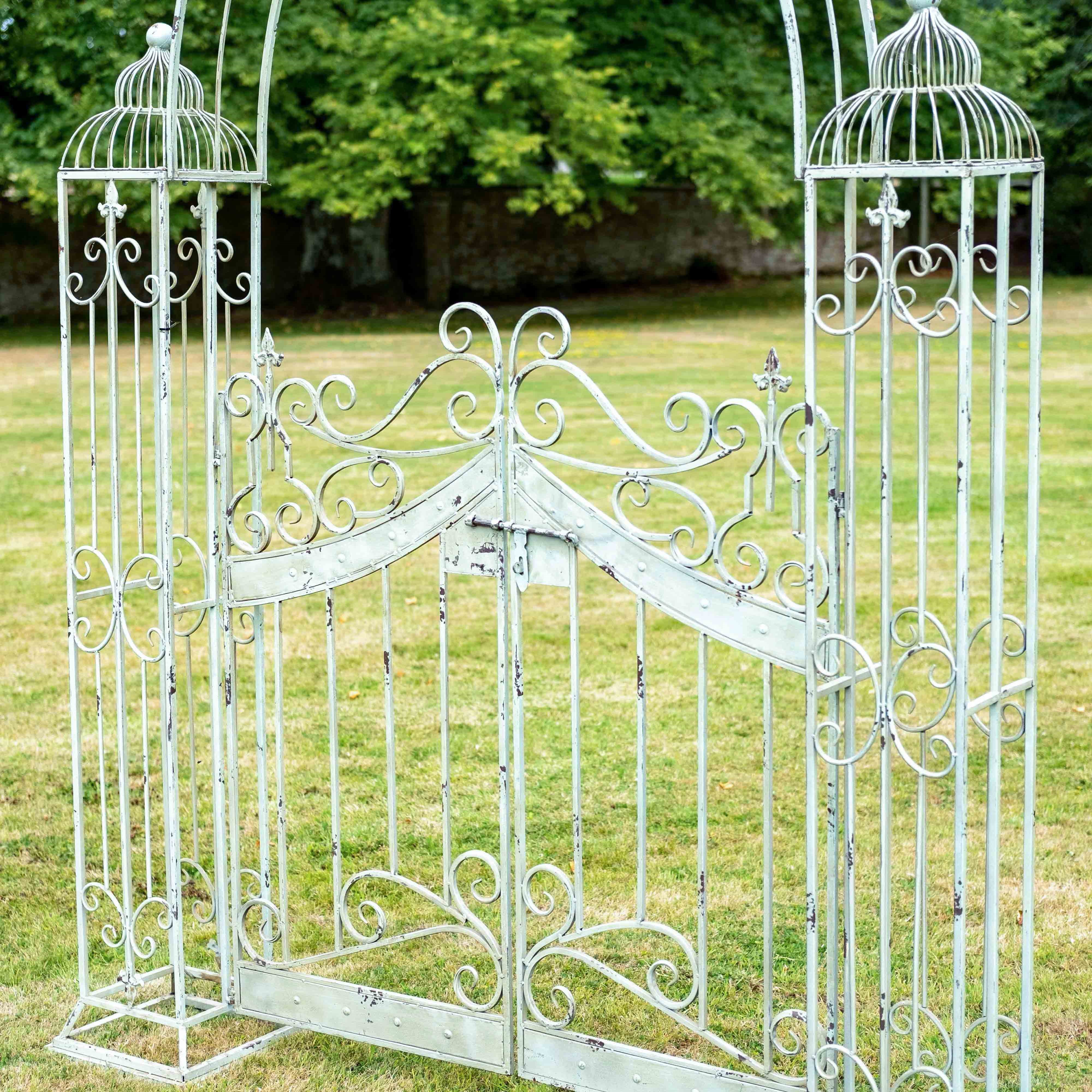 Vinatage Arch With Gates In Antique Green