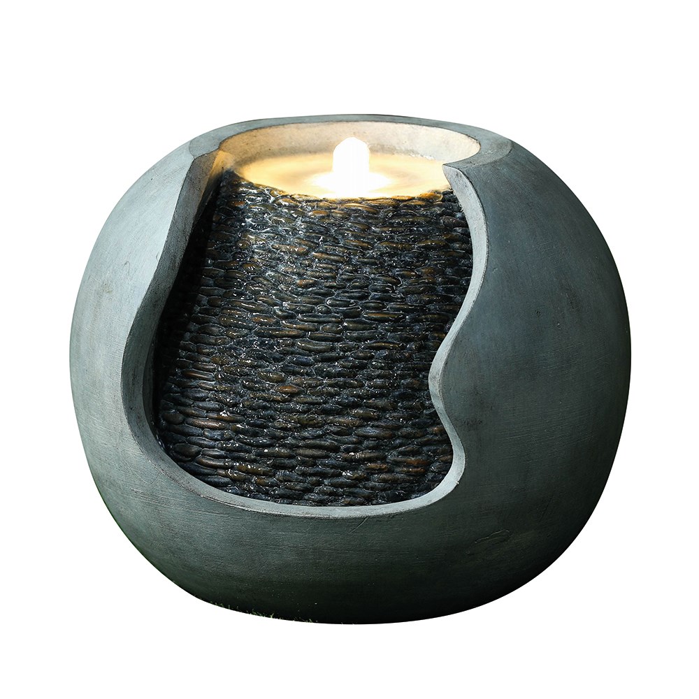 Open Sphere Water Feature With LED Lights