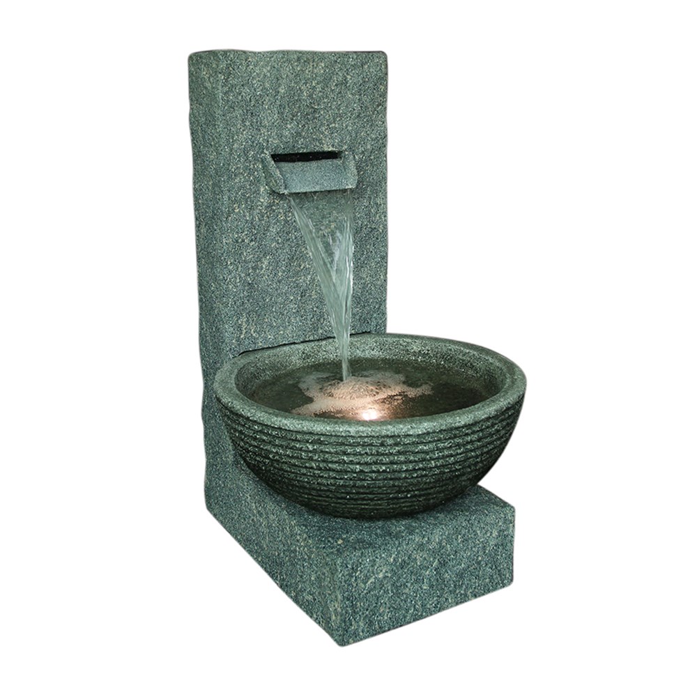Bladed Arc Slate Effect Cascade Bowl Water Feature With LED Lights