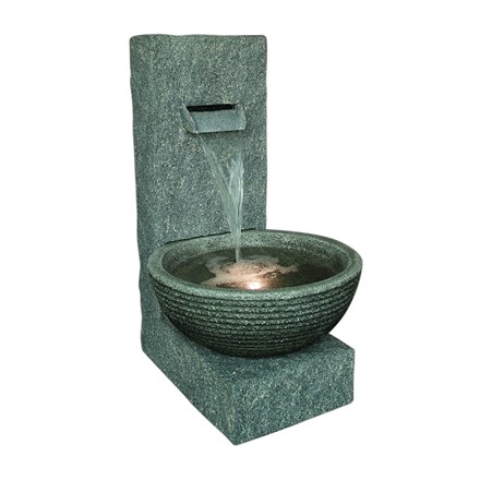 Cascade into a Bowl Water Feature | Slate Grey Effect | w/ Lights | Mains