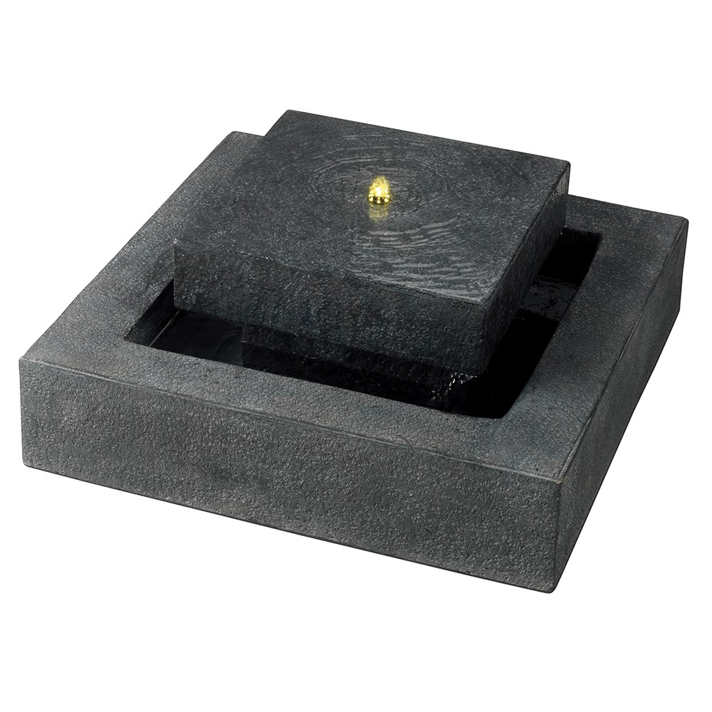 Levitating Square Slate Effect Dual Water Feature With LED Lights