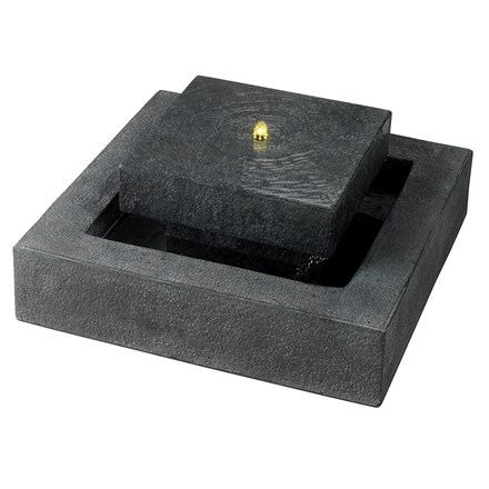 Levitating Square Dual Water Feature | Dark Slate Grey | w/ Lights | Mains