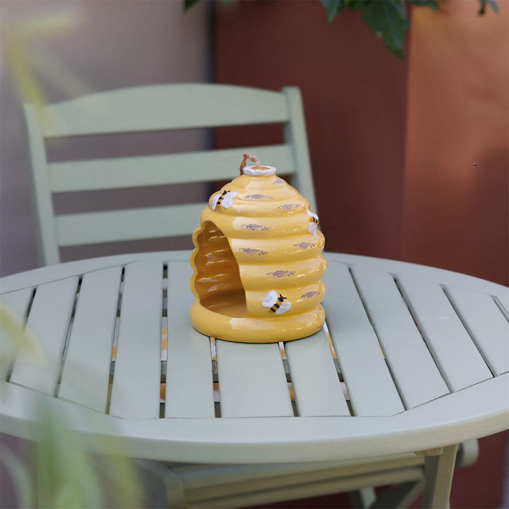 Sunshine Yellow Ceramic Honey Pot Bird Feeder