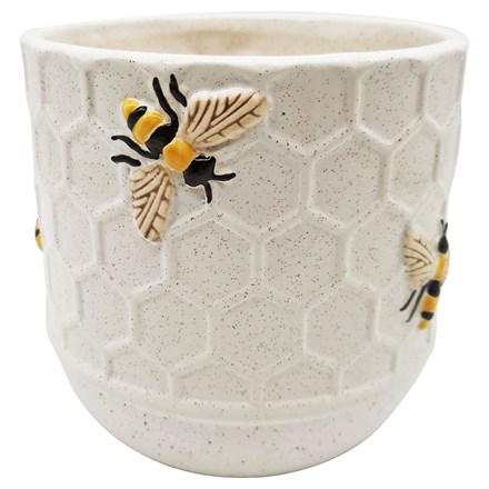 White Ceramic Honey Bee Pot
