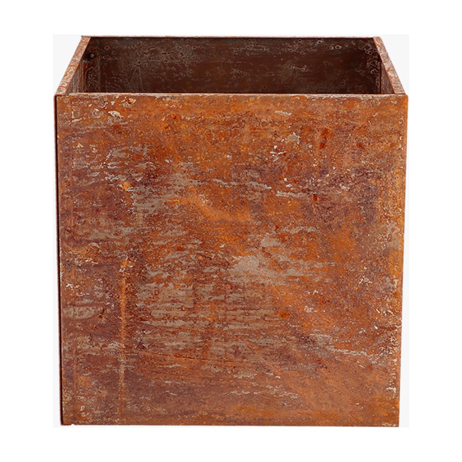 H38 Square Rust Garden Planter Low