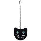 Hanging Black Cat Head Bird Repeller With Marble Eyes