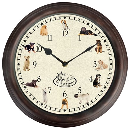 Outdoor Garden Clock with Dogs Hourly Woof