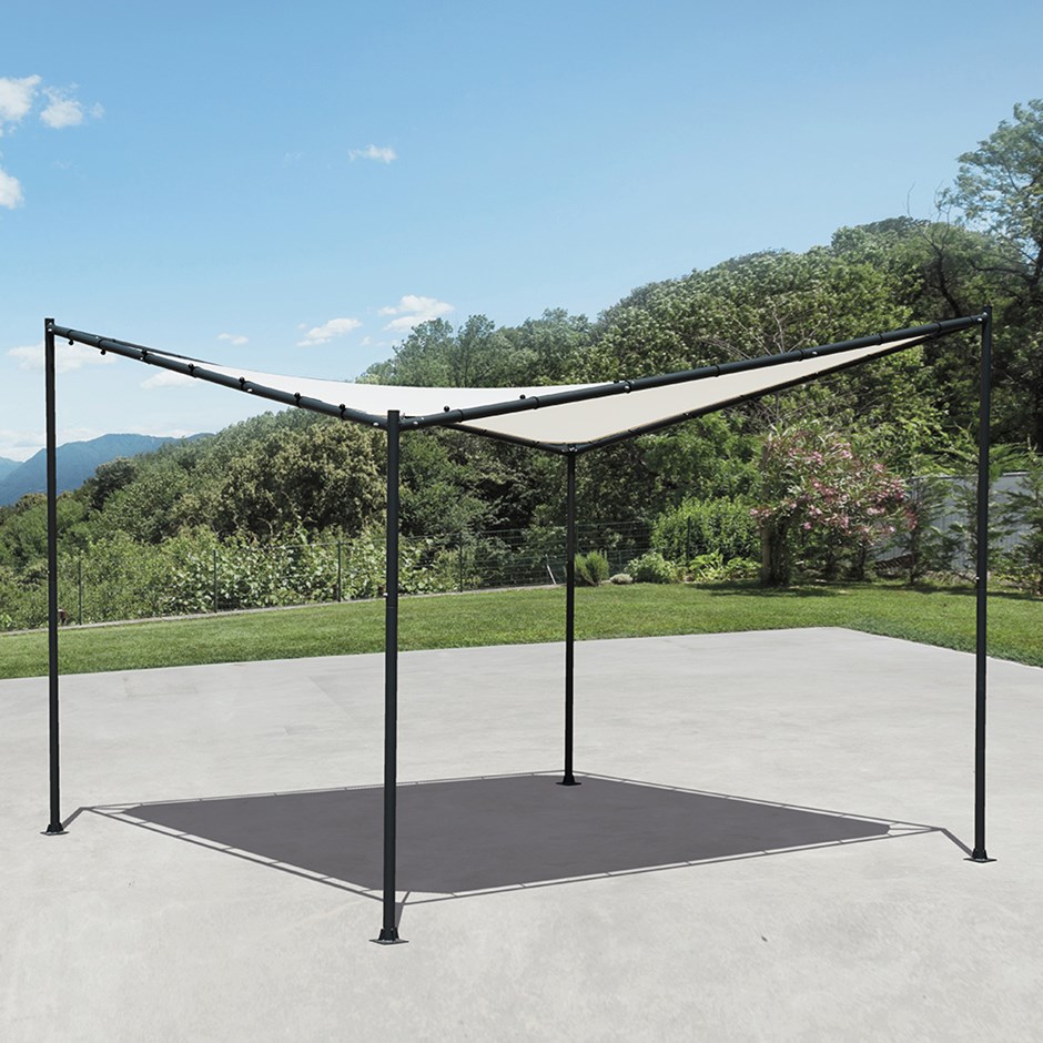 3.5M Square Portable Steel Frame With Waterproof Ivory Sail Shade