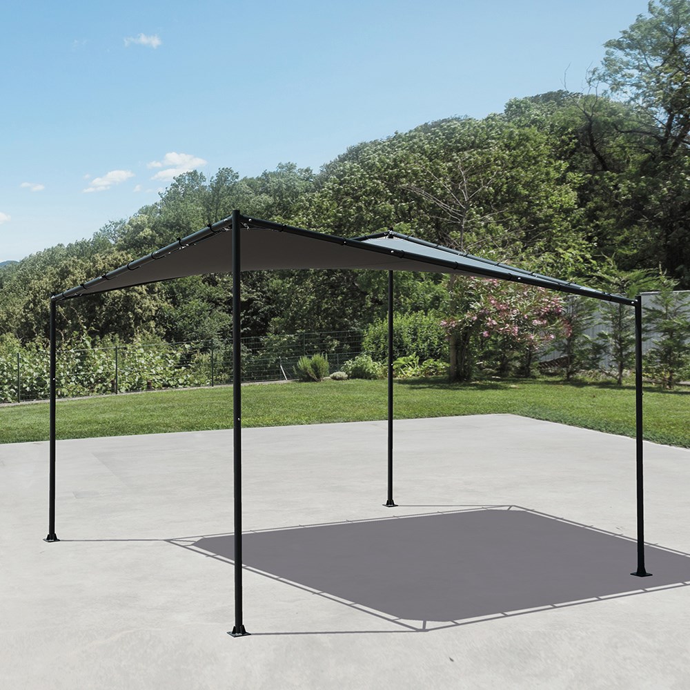 3.5M Square Portable Steel Frame With Waterproof Ivory Sail Shade