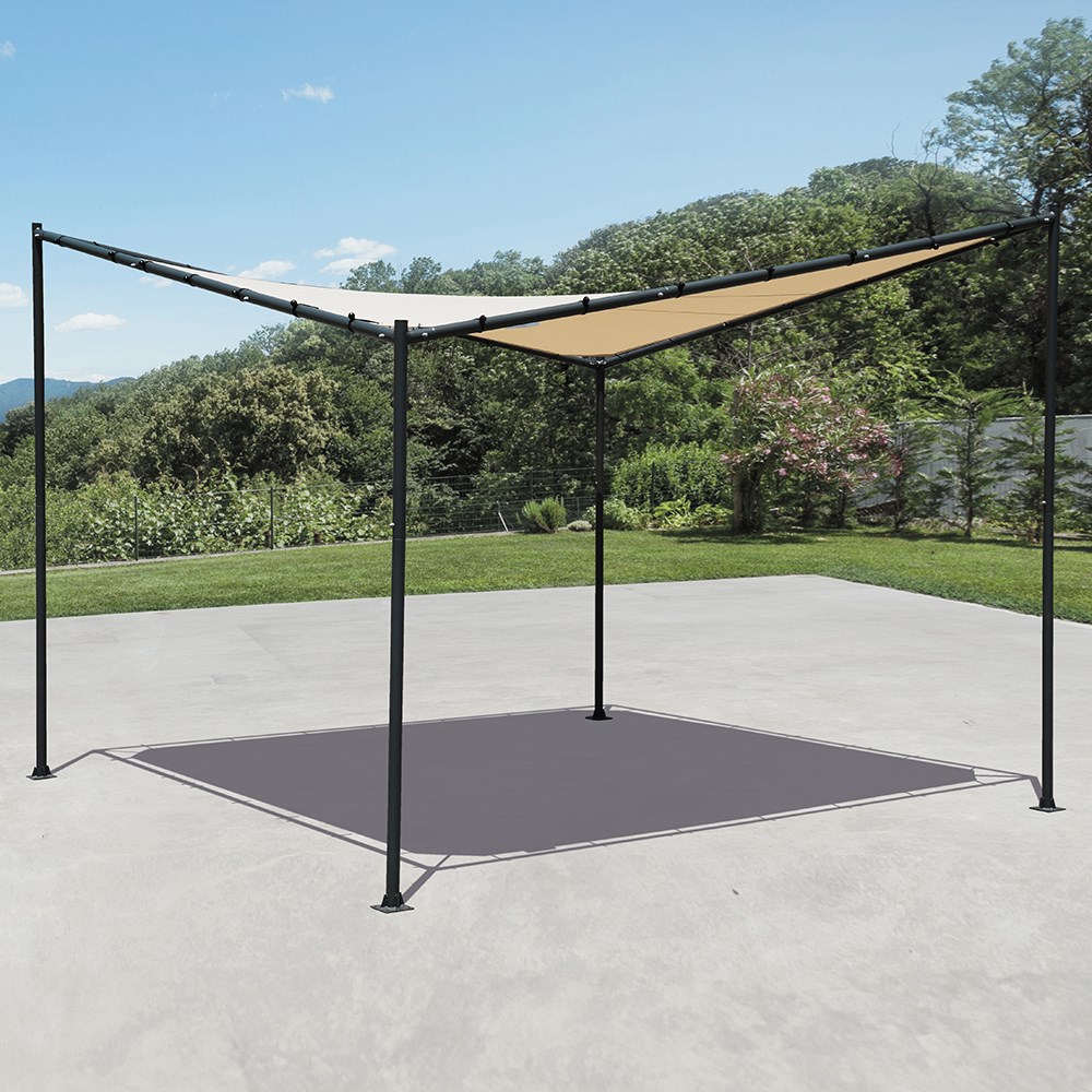 3.5M Square Portable Steel Frame With Waterproof Ivory Sail Shade