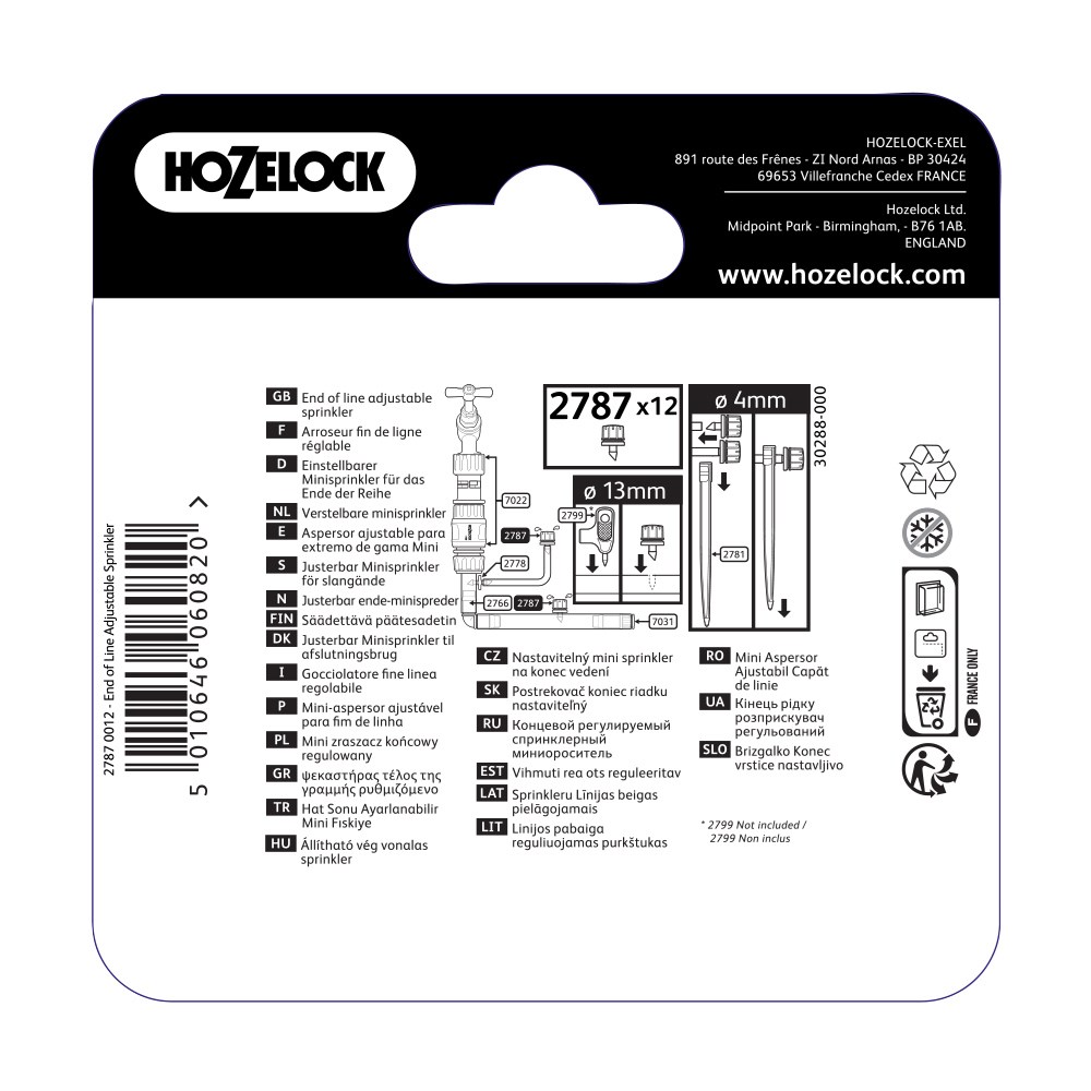Hozelock Irrigation 360° Adjustable Sprinkler 12 Pack
