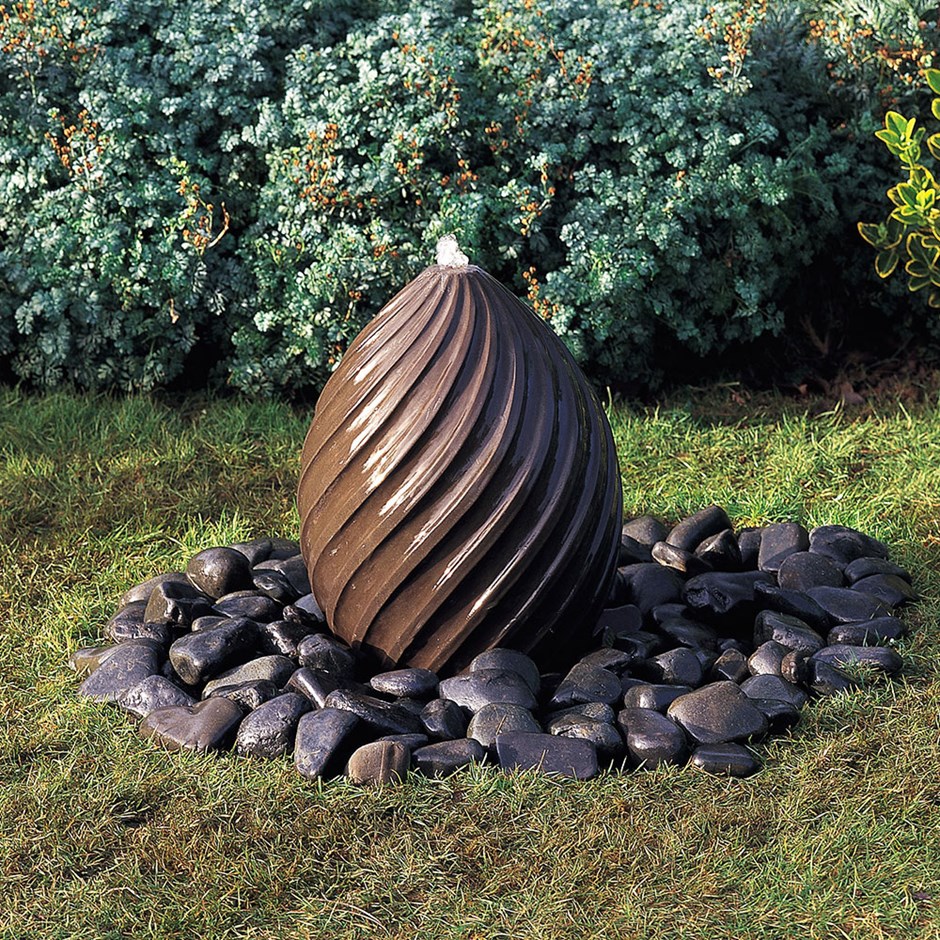 Handmade Stone Spiral Egg Water Fountain With Pebble Pool