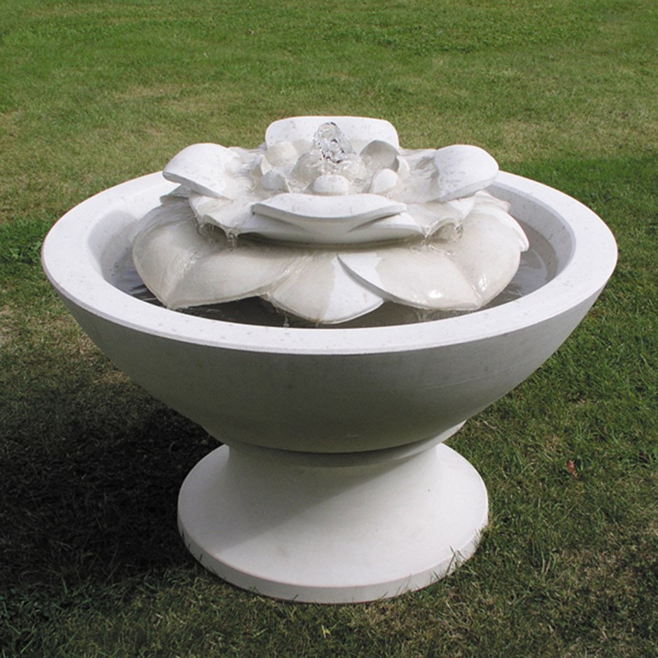 Handmade Stone Lotus Flower Pebble Bowl Water Fountain