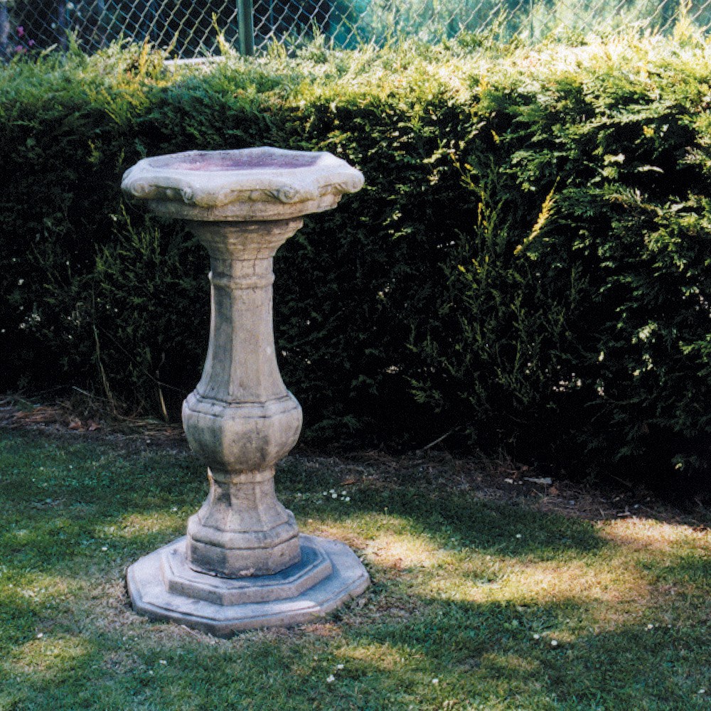 Ornate Stone Pedestal Bird Bath