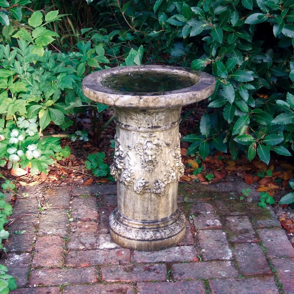 Draped Pan Stone Bird Bath
