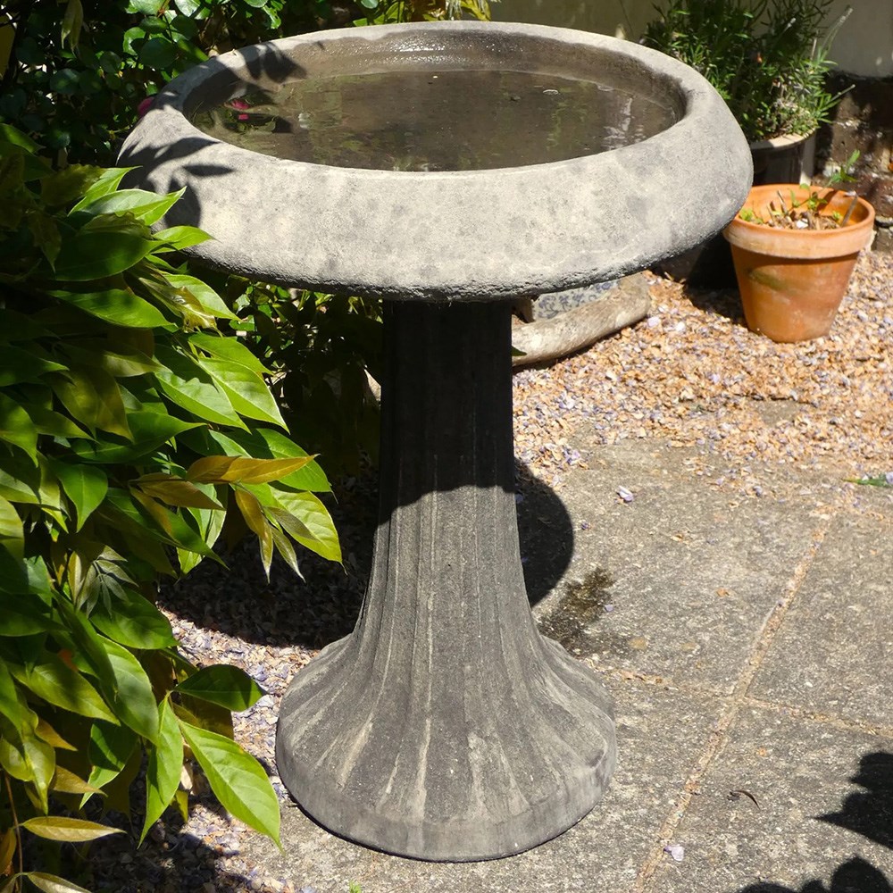Fluted Stone Bird Bath