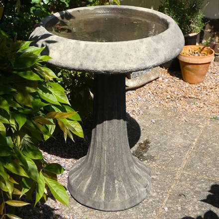 Fluted Stone Bird Bath