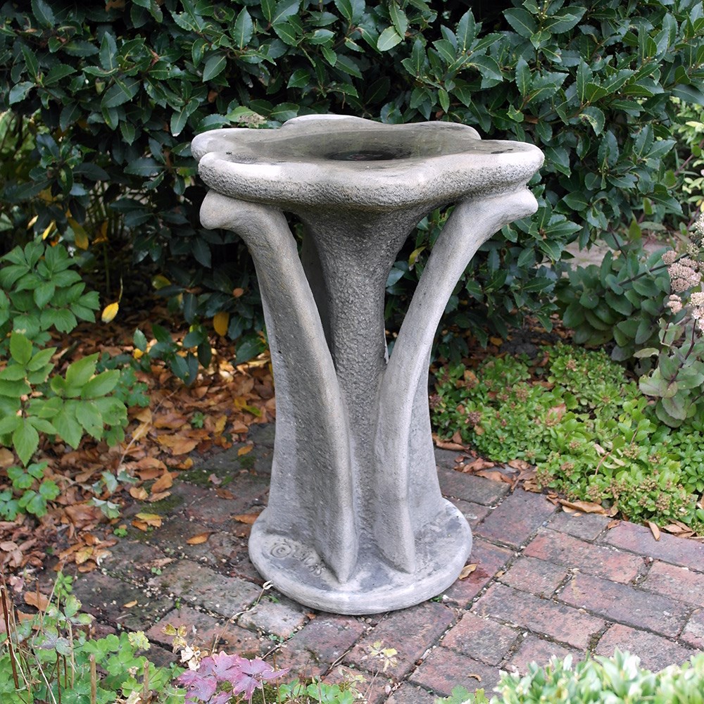 Flower Stone Bird Bath