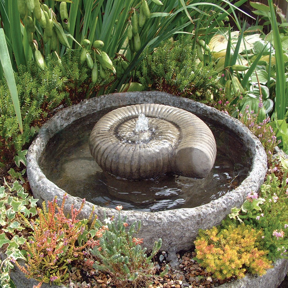 Large Ammonite Fossil Stone Water Fountain