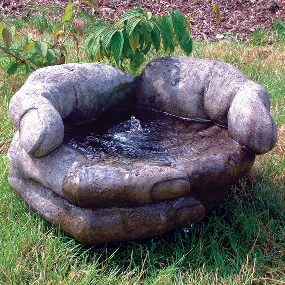 Cupped Hands Stone Water Fountain