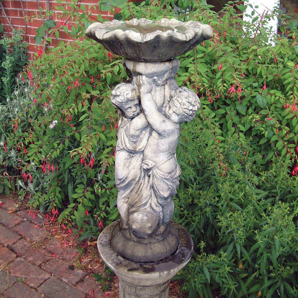 Two Cherub Stone Bird Bath
