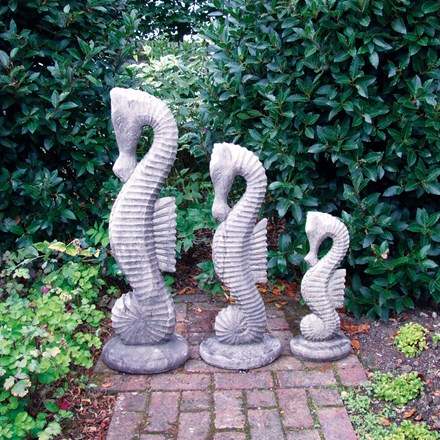 Garden Ornament | Set Of 3 Seahorses, Small, Medium, Large