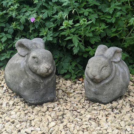 Garden Ornament | Pair Of Rabbits, Medium & Large