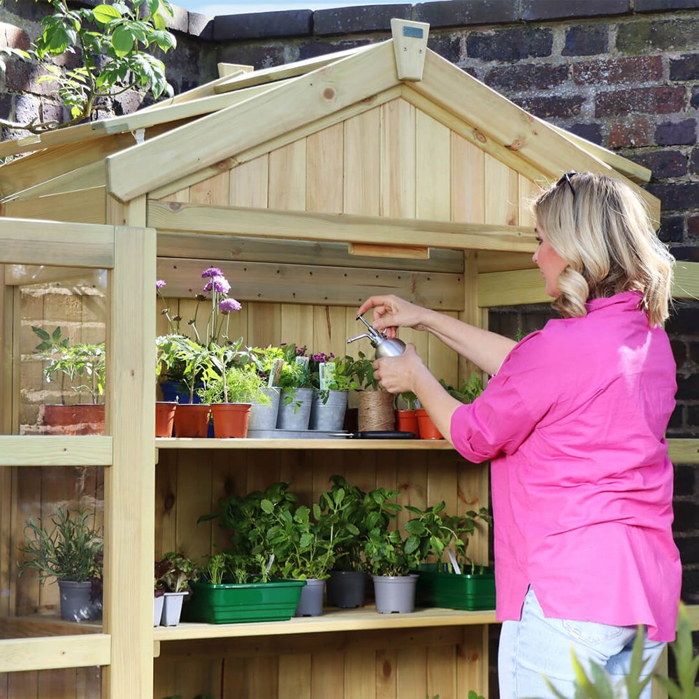 Tall Botanical Wooden Greenhouse by Zest